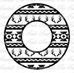 Aztec Tribal Deer Monogram Circle for silhouette or vinyl cutters ...