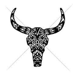 Cow Skull with Aztec Pattern - Farmhouse - SoFontsy
