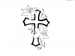 Free Designs Cross With Flower Contour Tattoo Wallpaper Picture ...