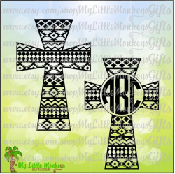 Aztec Cross Monogram and Solid Design Digital Clipart Instant