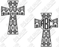 Aztec Blanket Tribal Christian Cross Circle Monogram Frame Custom ...