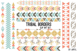 Tribal Pattern Borders Aztec in Pastel Aztec Clipart Commercial Use ...
