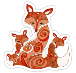 FOX FAMILY WHITE' Sticker by Monika Strigel® | Foxes, Doodles and ...