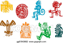 Vector Illustration - Abstract maya and aztec art symbols. Stock ...