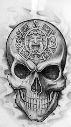 Skull with Aztec Calendar | Skulls & Skeletons | Pinterest | Aztec ...