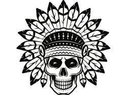 Indian Skull #9 Native American Warrior Headdress Feather Tribe ...