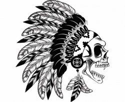 Indian Skull #8 Native American Warrior Headdress Feather Tribe ...