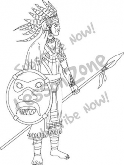 Aztec Warrior clipart soldier - Pencil and in color aztec warrior ...