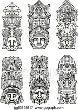 Vector Stock - Aztec totem poles. Stock Clip Art gg63193817 - GoGraph