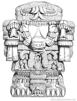 Illustration showing the Coatlicue statue, which was discovered in ...