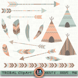 Tribal Clipart TRIBAL TEEPEE TENTS clip art pack