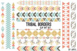 Tribal Pattern Borders Aztec in Pastel Aztec Clipart Commercial Use ...