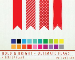 Clip Art Flags - 80 Pieces - Digital Bold and Bright ClipArt ...