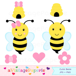 Bumble bee clipart // Bumble bee clip art // Commercial Use Clipart ...