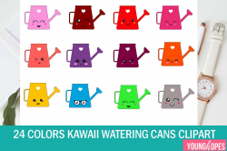 24 Colors Kawaii Watering Can Clipart b | Design Bundles