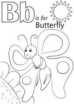 Letter B is for Butterfly coloring page | Free Printable Coloring Pages