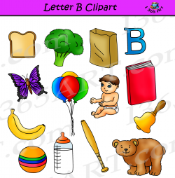 Letter B clipart objects– Learning The Alphabets – Commercial Clipart for  School