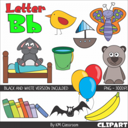Letter B Color and Line Art ClipArt by KM Classroom | TpT