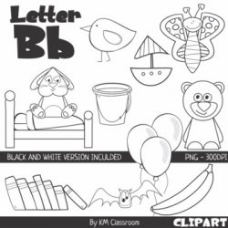 Letter B Color and Line Art ClipArt by KM Classroom | TpT