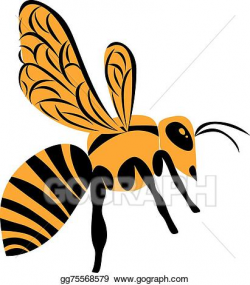 EPS Vector - Orange glossy illustrated wasp, striped yellow insect ...
