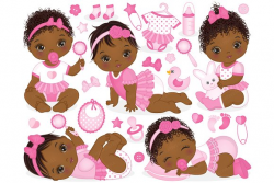 Vector African American Baby Girls ~ Illustrations ~ Creative Market