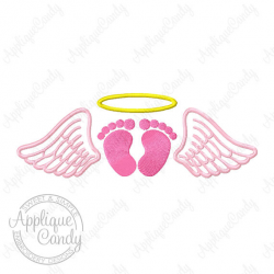 Angel Wing Footprints Halo Fill Machine Embroidery Design 4x4