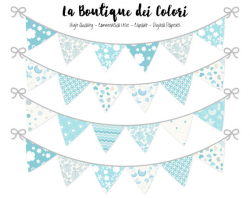 Baby Boy Bunting Banners Party Flags clipart, Cute blue pennant Baby ...