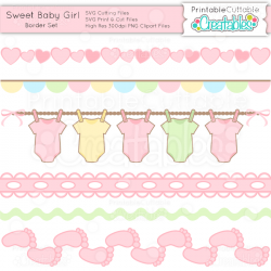 Sweet Baby Girl Borders Set - SVG Cuts & Clipart