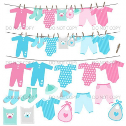 Baby Clothesline Clipart, Baby Clipart, Baby Shower Clip Art, Baby ...