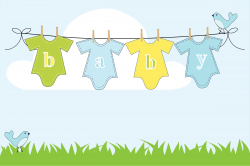 Clipart - Baby Clothes Hanging On Clothesline Outside