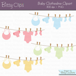 Baby Clothesline Digital Art Set Clipart Commercial Use Clip