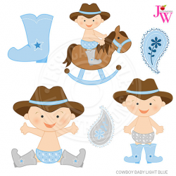 Light Blue Cowboy Baby Cute Digital Clipart Cute Baby Cowboy
