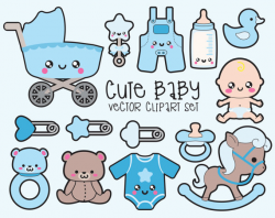Premium Vector Clipart - Kawaii Baby Clipart - Kawaii Baby Blue ...