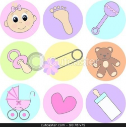 Baby Girl Shower Free Clip Art | newborn baby icons stock vector ...