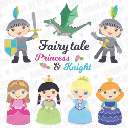 Cute Fairy Tale Princesses and Knights clip art/Fantasy ...