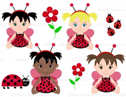 Ladybug, Lady bug baby girl african american caucasion digital clip ...