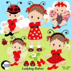 Ladybug clipart Little Baby Ladybug girls and boys clipart