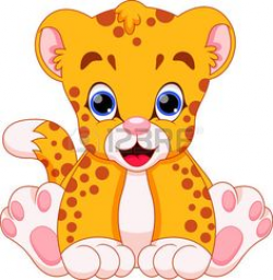 Cute baby leopard cartoon - stock vector | Baby animals | Pinterest ...