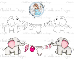 Baby Elephant, Digi Stamp, Baby Clipart, Elephant Clipart, Baby ...