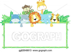 EPS Illustration - Cute baby jungle animals frame. Vector Clipart ...