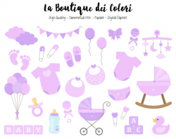 Purple Baby Girl Clipart Cute Graphics PNG Scrapbook