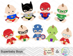 Digital Superhero Baby Boys Clipart, Superhero Baby Clip Art, Super ...