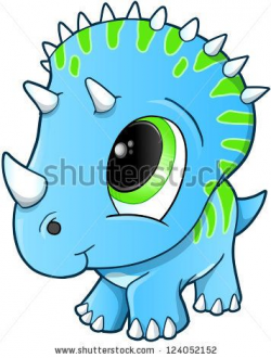 Cute Baby Triceratops Dinosaur Vector Illustration by MisterElements ...