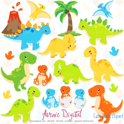Cute Dinos Clipart. Scrapbook printable dinosaur Clip Art Commercial ...