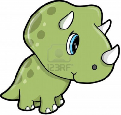 Cute Green Triceratops Dinosaur Vector Illustration Stock Photo ...
