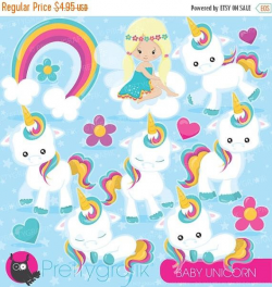 80% OFF SALE Baby Unicorn clipart commercial use, unicorns vector ...