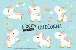Unicorn Vector and PNG Clipart Set ~ Illustrations ~ Creative Market