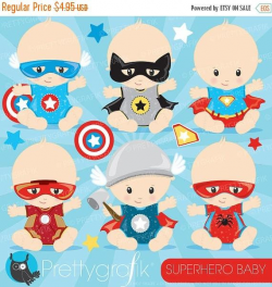 80% OFF SALE Superhero baby clipart commercial use, baby hero vector ...