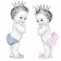 Prince and Princess Boy and Girl Twin Baby Shower Cutout | Baby ...
