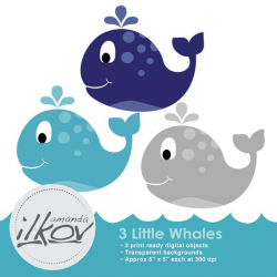 Premium Baby Whale Clipart for Digital Scrapbooking Crafting